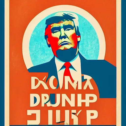 Prompt: a vibrant propaganda poster of the leader of soviet russia donald trump, colorful, intricate, bright, poster