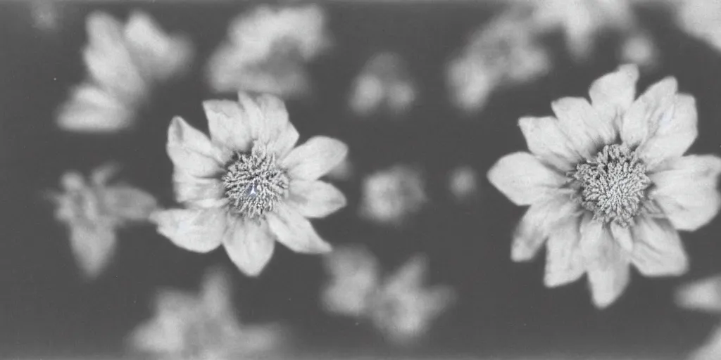 Prompt: close up photography of edelweiss jupiter flower, 1. 2 f, 3 5 mm, dark, eerie, 1 9 2 0 s ghost photography