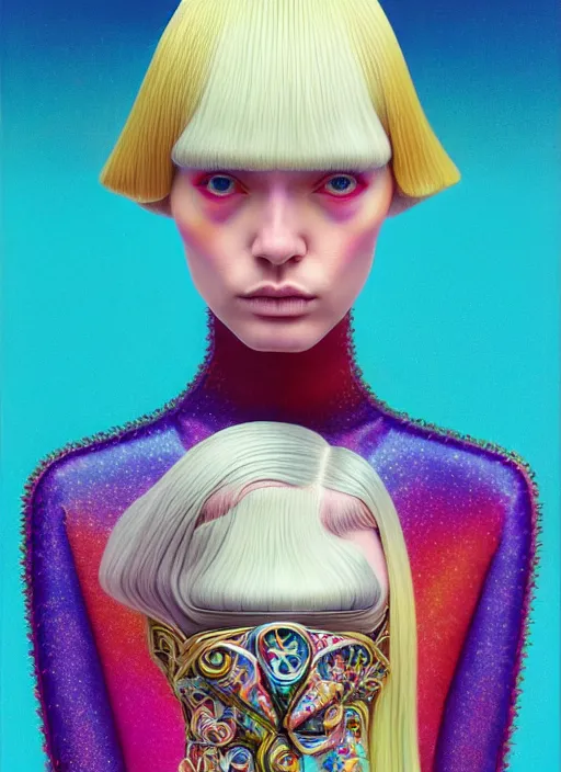 Prompt: pretty futuristic blonde model with hallucination mushroom : : by martine johanna and simon stalenhag and chie yoshii and casey weldon and wlop : : ornate, dynamic, particulate, rich colors, intricate, elegant, highly detailed, vogue, harper's bazaar art, fashion magazine, smooth, sharp focus, 8 k, octane render,