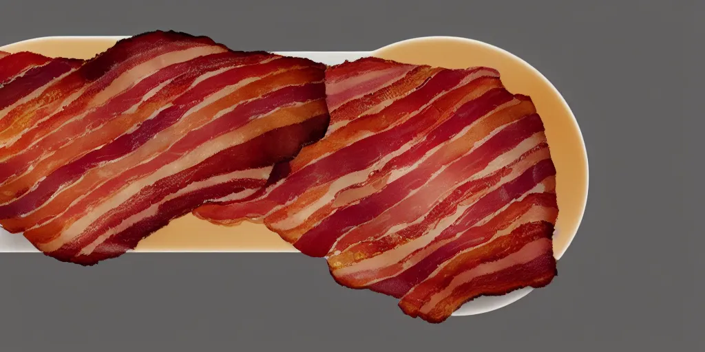 Prompt: A single strip of bacon on a plate, cgsociety, artstation, cinematic