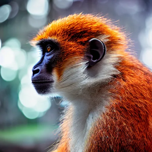 Prompt: monkey and fox hybrid, photography, bokeh, 4k