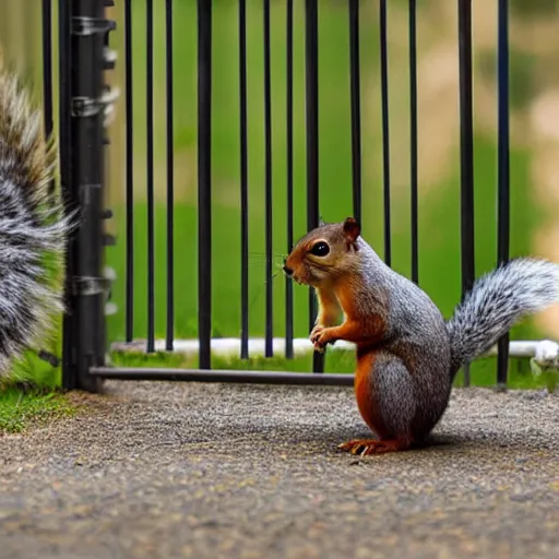 Prompt: photograph of anthropomorphic squirrel fencing, realistic, ultraHD