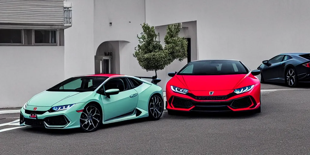 Image similar to honda civic in the shape of lamborghini huracan