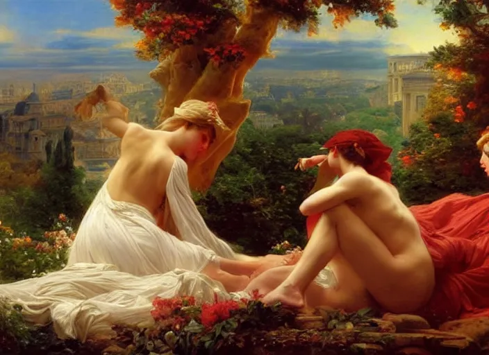 Image similar to fall of rome by vladimir volegov and alexander averin and pierre auguste cot and delphin enjolras