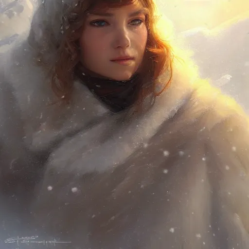 Image similar to a beautiful portrait painting of life on hoth, masterpiece by famous artist nasreddine dinet and eugene de blaas and greg rutkowski and artgerm and wlop, path tracing, artstation