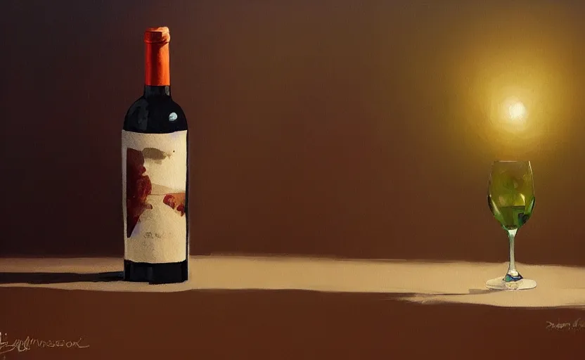 Image similar to A painting of a bottle of wine trending on artstation in the style of Greg Rutkowski