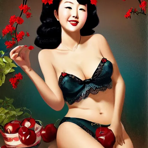 pin - up fullbody portrait of a beautiful young asian