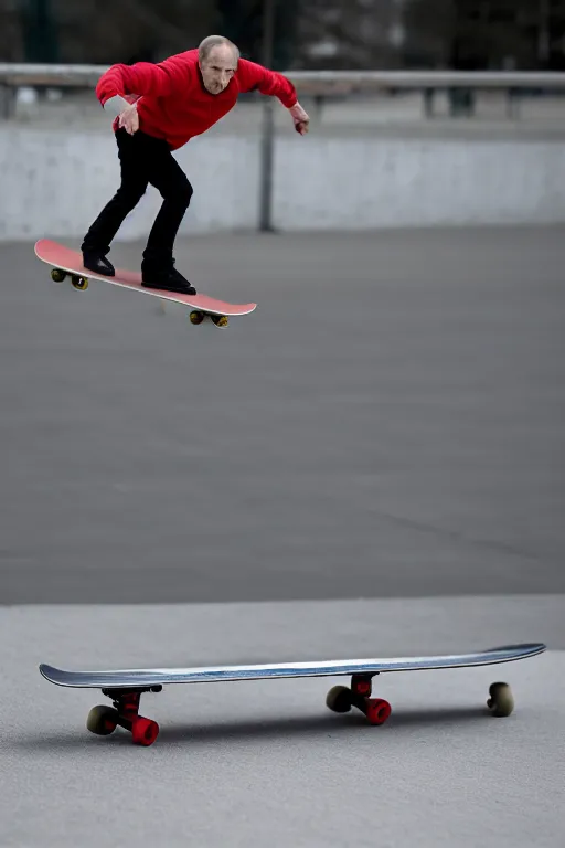 Image similar to a picture of putin playing skateboard - taken with canon eos 5 d mark iv, versatile, photogenic, lens interoperability, autofocus, 4 k uhd video capture at 3 0 fps, 8 k time - lapse functions, by karah mew