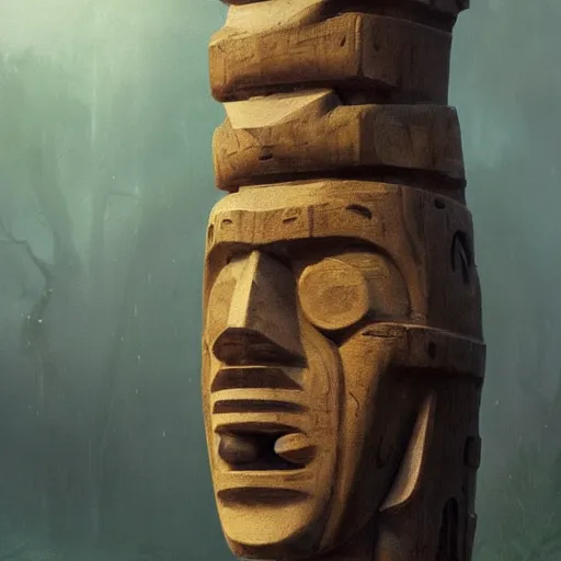 Prompt: a mask that looks like a totem pole by genndy tatakovsky and greg rutkowski