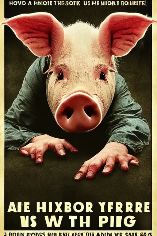 Image similar to a poster for a horror movie about a pig