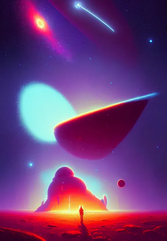 Prompt: robotic expedition to the death of a star by christopher balaskas and anton fadeev and dan mumford and beeple and norman rockwell, hyperrealistic, high detail, ultra detailed, space, nebula, sharp focus, astronomy, science, crisp edges, mist, reflections, asymmetrical!!!!!!, asymmetry!!