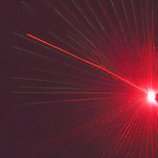 Image similar to a red laser beam is pointing at a cluster of gold nanoparticles