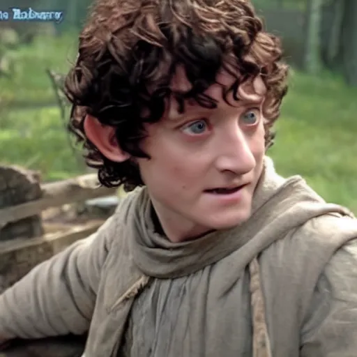 Prompt: a still of Frodo Baggings in Seinfield