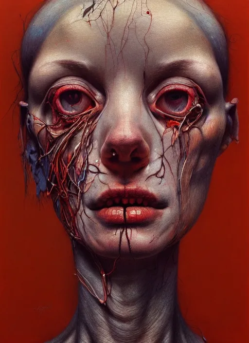 Image similar to there is ugliness in beauty, but there is also beauty in ugliness detailed portrait painting inspired by beksinski and alex gray, accurate anatomy by jenny saville, edward hopper trending on artstation. 8 k