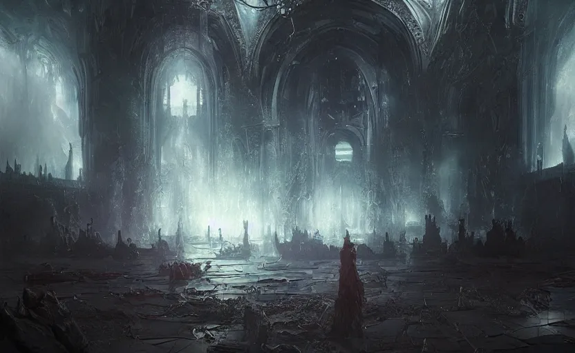 Image similar to a demonic magical ethereal portal!!! to hell. dark matte painting by ruan jia