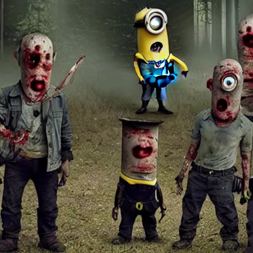 Prompt: minions in the Walking Dead