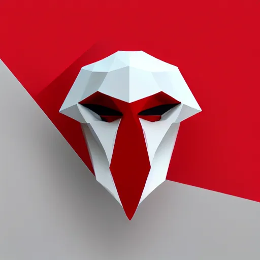 Image similar to 2 dimensional, vector, low poly, white eagle icon, red background, cgsociety, artstation, octane render