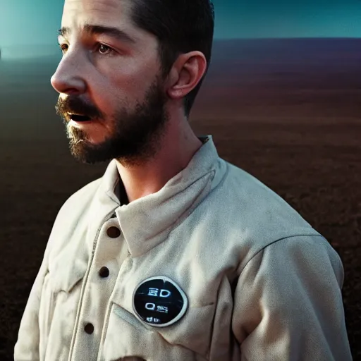 Image similar to epic cinematic film still of shia labeouf in interstellar, intricate artwork by tooth wu and wlop and beeple, octane render, hyper realism, 8 k
