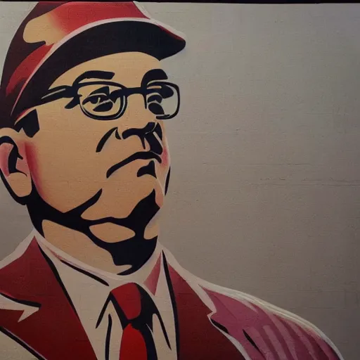 Prompt: photo of a socialist realist mural of george costanza