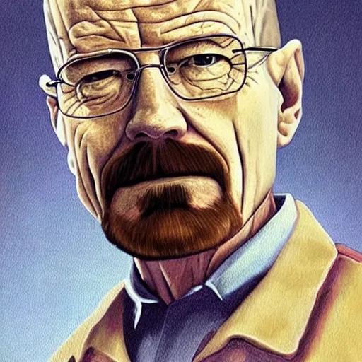 Image similar to a renaisense painting of walter white.