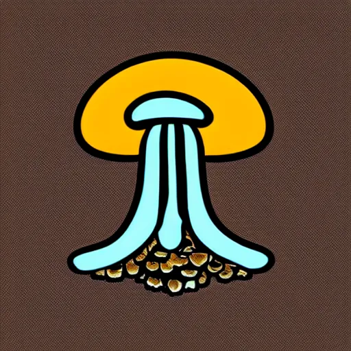 Image similar to spencers shroomery logo. mushroom theme, futuristic style, by aaron draplin