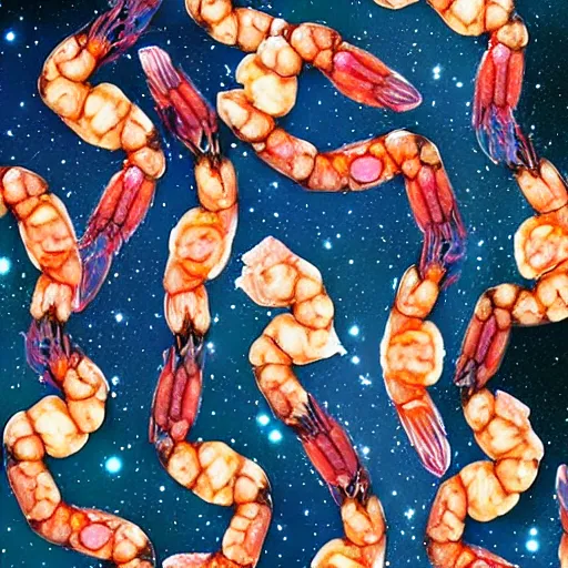 Prompt: divine shrimp in space