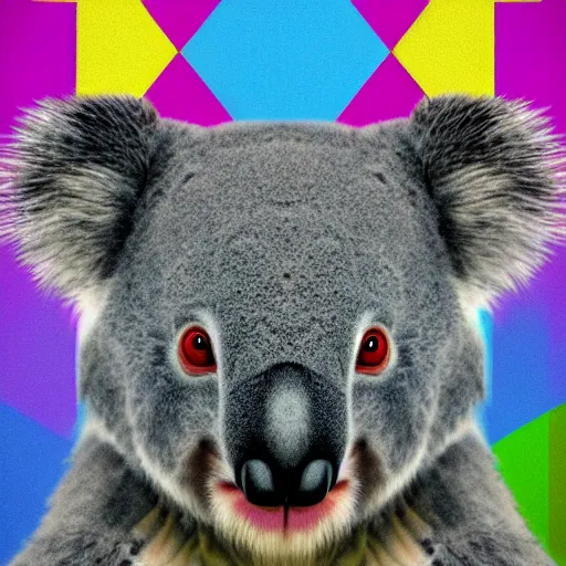 Prompt: a technicolor portrait of a koala in geometric kaleidoscopic colors trending on artstation 4 k intricate extremely detailed digital art