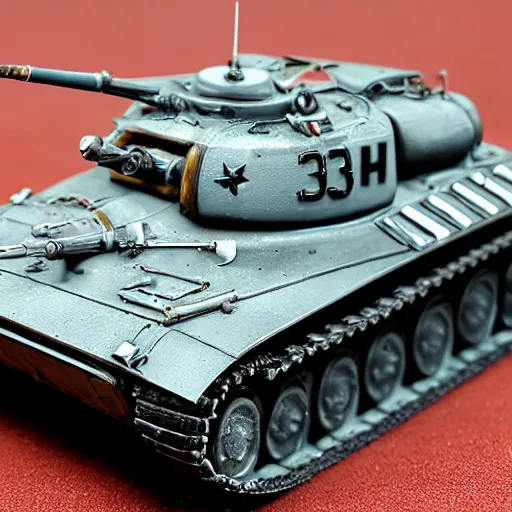 Image similar to 1/35 scale model of T-34-85, high quality, Model photograph, high detail, 8k, studio lighting