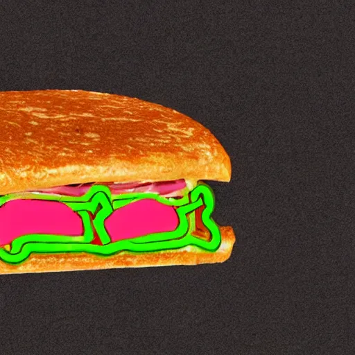 Image similar to wagyu beef sandwich, illustration by keith haring