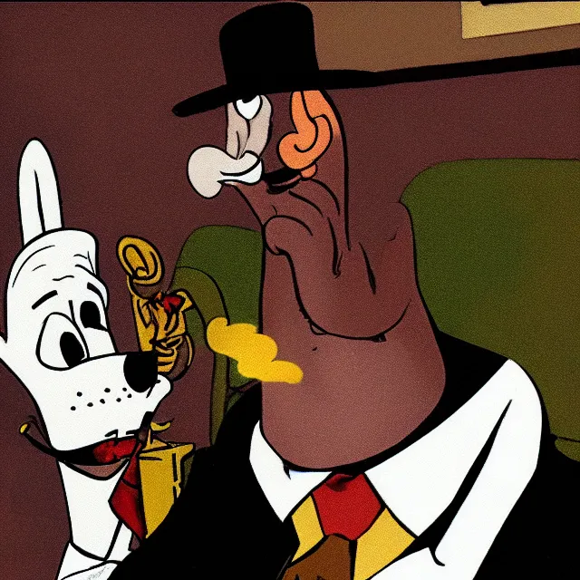 Image similar to still of max from sam and max smoking