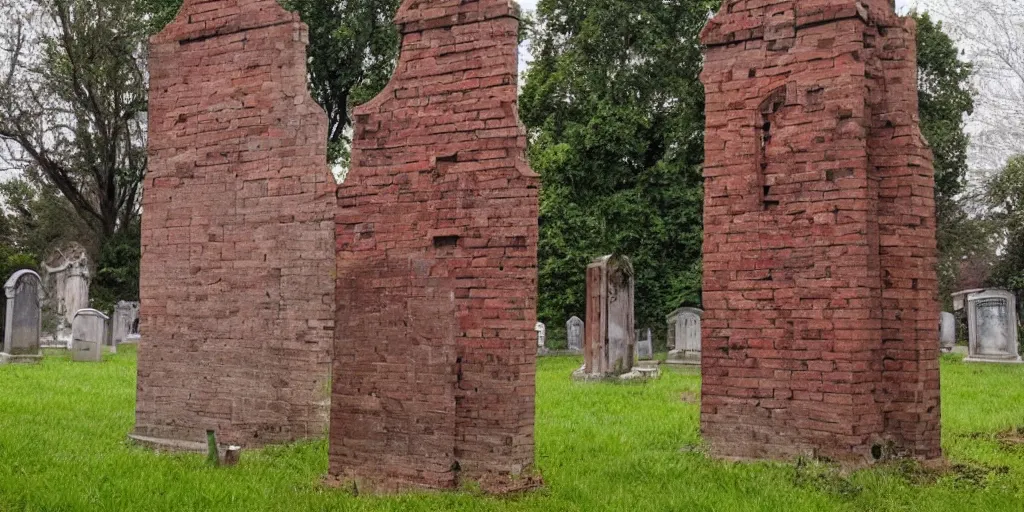Image similar to a brick throne in a creepy graveyard