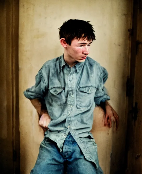 Image similar to portrait of barry keoghan photographed by nan goldin