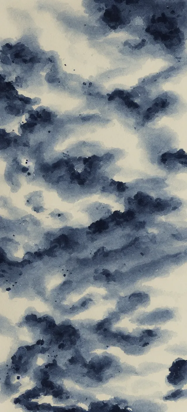 Image similar to an ink painting of the night sky by xu beihong