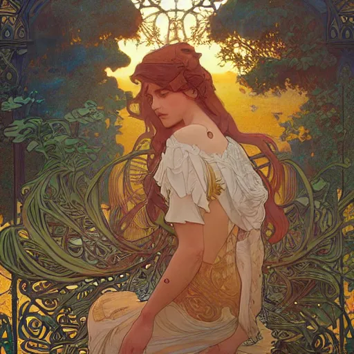 Image similar to the island boys | highly detailed | very intricate | art nouveau | gold filigree | romantic storybook fantasy | soft cinematic lighting | award - winning | disney watercolor illustration by mandy jurgens and alphonse mucha and alena aenami | pastel color palette | featured on artstation