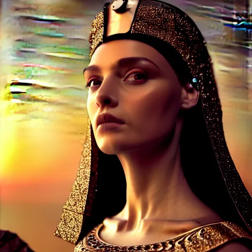 Image similar to photographic portrait of a stunningly beautiful renaissance priestess goth queen of egypt female in soft dreamy light at sunset, contemporary fashion shoot, by edward robert hughes, annie leibovitz and steve mccurry, david lazar, jimmy nelsson, breathtaking, 8 k resolution, extremely detailed, beautiful, establishing shot, artistic, hyperrealistic, beautiful face, octane render