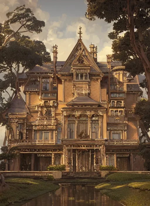 Image similar to a diamond carved mansion on a mystic groove, mysticism, art style by kim jung gi karl marx greg rutkowski ghibli, au naturel, hyper detailed, digital art, trending in artstation, cinematic lighting, studio quality, smooth render, unreal engine 5 rendered, octane rendered