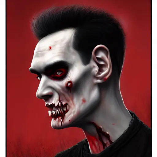 Prompt: portrait of a slim and young steven patrick morrissey as a zombie with a quiff, 7 days to die zombie, fine art, award winning, intricate, elegant, sharp focus, cinematic lighting, digital painting, 8 k concept art, art by z. w. gu, art by brom, art by michael hussar, 8 k