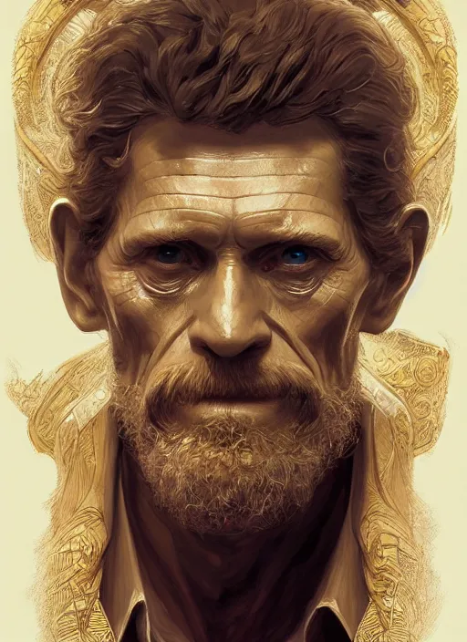 Image similar to williem dafoe as oscar diggs, intricate, d & d, fantasy, art nouveau, digital painting, trending on artstation, sharp focus, illustration, concept design, global illumination, ray tracing, art by artgerm and greg rutkowski and ruan jia