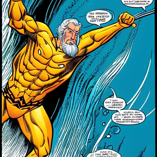 Prompt: vector art aquaman illustrated by Brian Bolland and Alan Moore