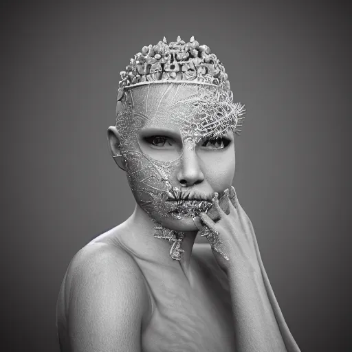 Image similar to the amputee polio survivor queen, 4 k, intricate detailed, jaw dropping, gorgeous, surreal, octane render