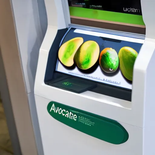 Prompt: an atm machine dispensing avocados