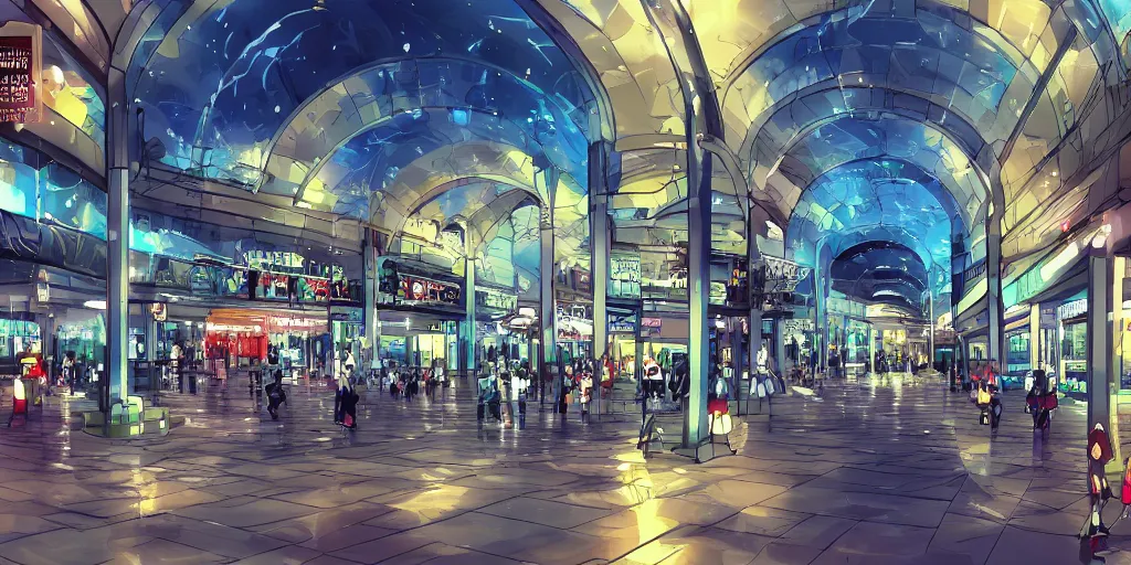 Prompt: mall background, award - winning anime digital art