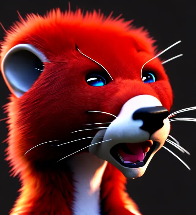 Image similar to furry - male - red - black - weasel - geistcaller - fursona uhd ue 5 visual novel pc game expressions, photorealistic