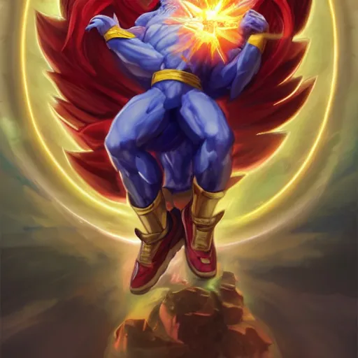 Prompt: semi realistic Sonic Jesus christ transforming in super Saiyan holding the a shiny Sacred Heart , by Stanley Artgerm Lau, WLOP, Rossdraws, James Jean, Andrei Riabovitchev, Marc Simonetti, Yoshitaka Amano, ArtStation, CGSociety,