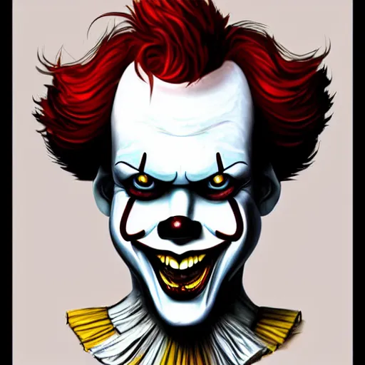 Image similar to portrait of pennywise mixed with batman, character design by alvar