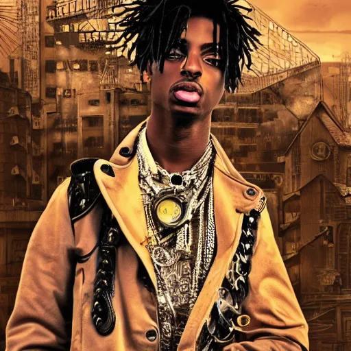 Image similar to playboi carti in steampunk style digital art 4 k the detailed super realistic