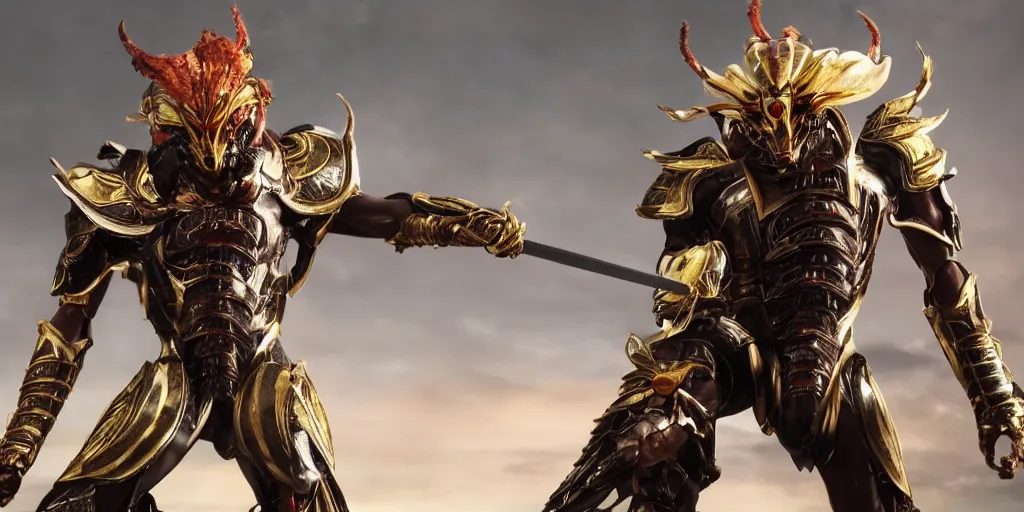 Image similar to a film still of a black man starring in a japanese blockbuster film as yoshimitsu from tekken, shallow depth of field, cinematic, award winning cgi, vfx, film still