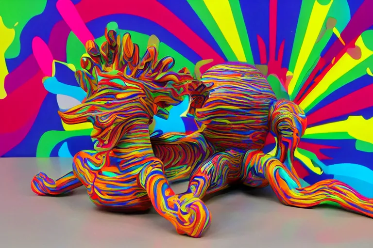 Image similar to cartoon psychedelic sculpture toy on display