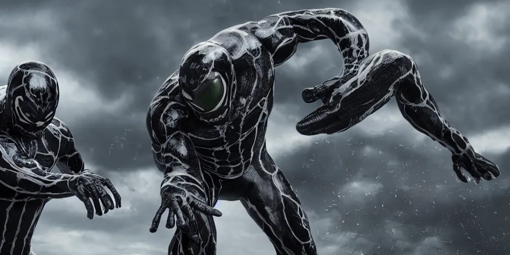 Prompt: a highly detailed photographic Agent Venom, Agent Venom Live Action, MCU render, Agent Venom realistic Render, cinematic, MCU, cinematic lighting, cinematic scene, cinematic render, film, beautifully lit, ray traced, octane 3D render, octane render, unreal engine