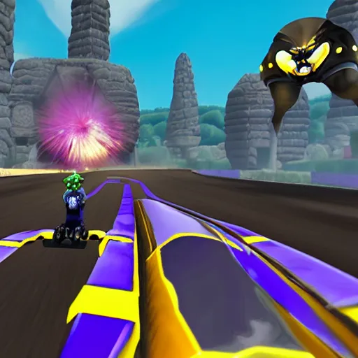 Image similar to Thanos is a character in Kart Tour game, screenshot gameplay,